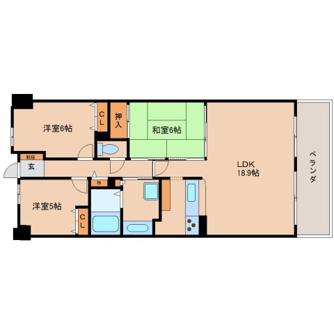 橿原市新賀町のマンションの間取り