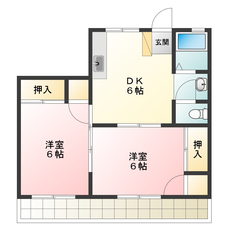 阿南市羽ノ浦町古庄のアパートの間取り