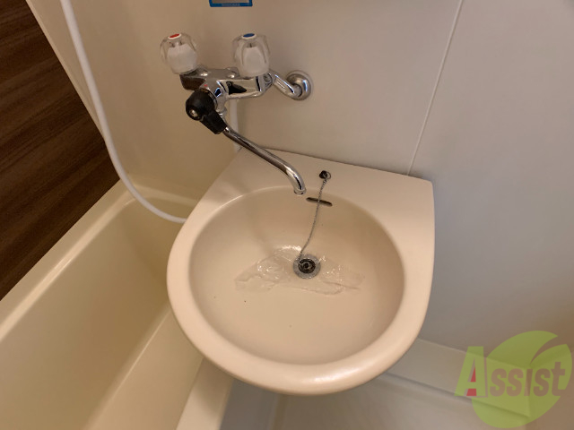 洗面設備　浴室には洗面がありました。身支度もここでできます。