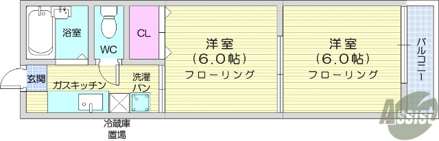 仙台市青葉区国見ケ丘のアパートの間取り