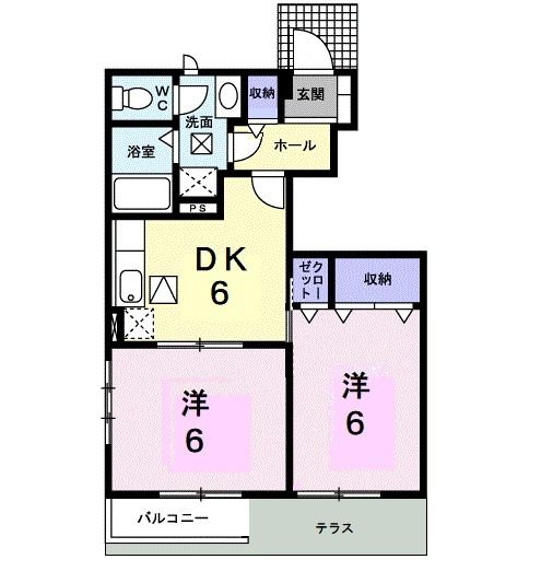 高松市檀紙町のアパートの間取り