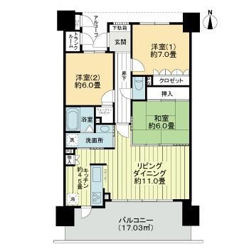 福島市中町のマンションの間取り