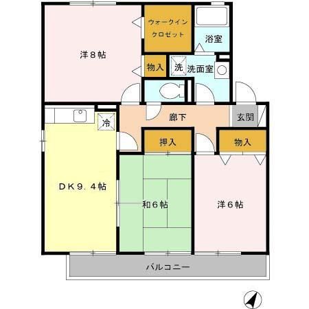 泉佐野市日根野のアパートの間取り