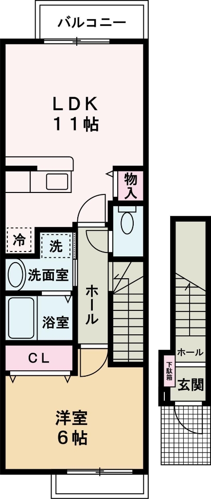 姫路市香寺町中仁野のアパートの間取り