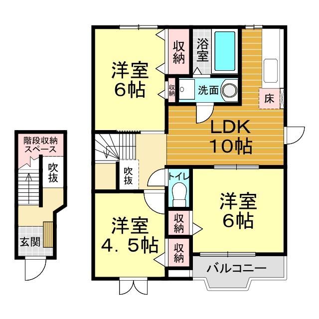 下関市新垢田東町のアパートの間取り