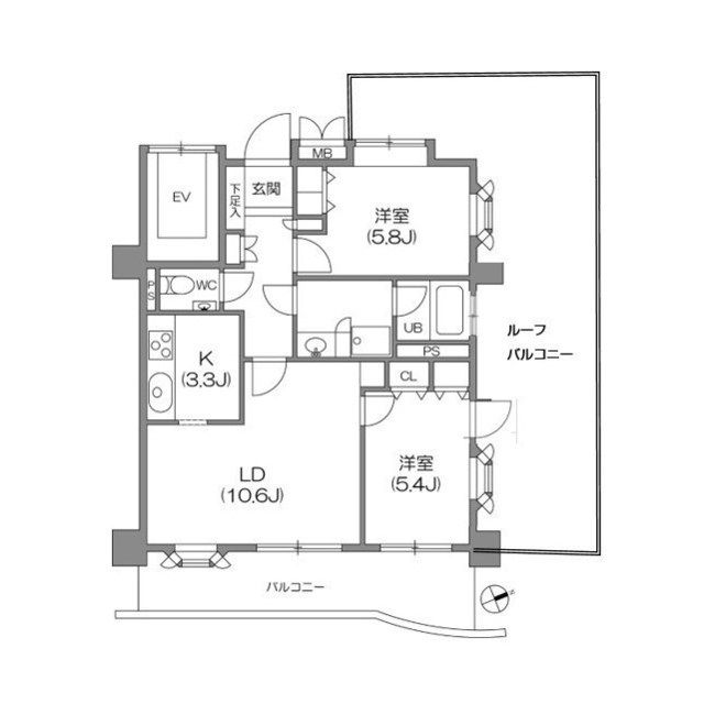 横浜市磯子区磯子のマンションの間取り