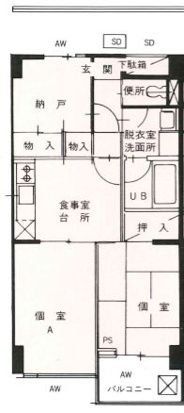 【小平市小川東町のマンションの間取り】