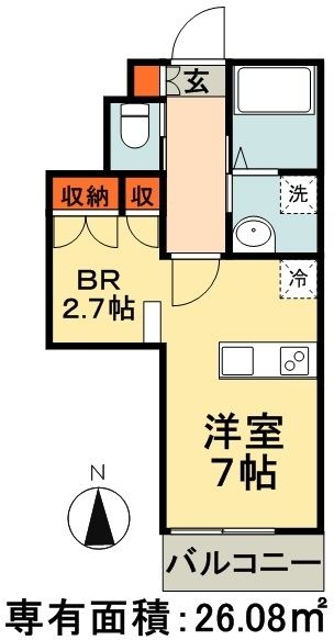 千葉市中央区鶴沢町のアパートの間取り