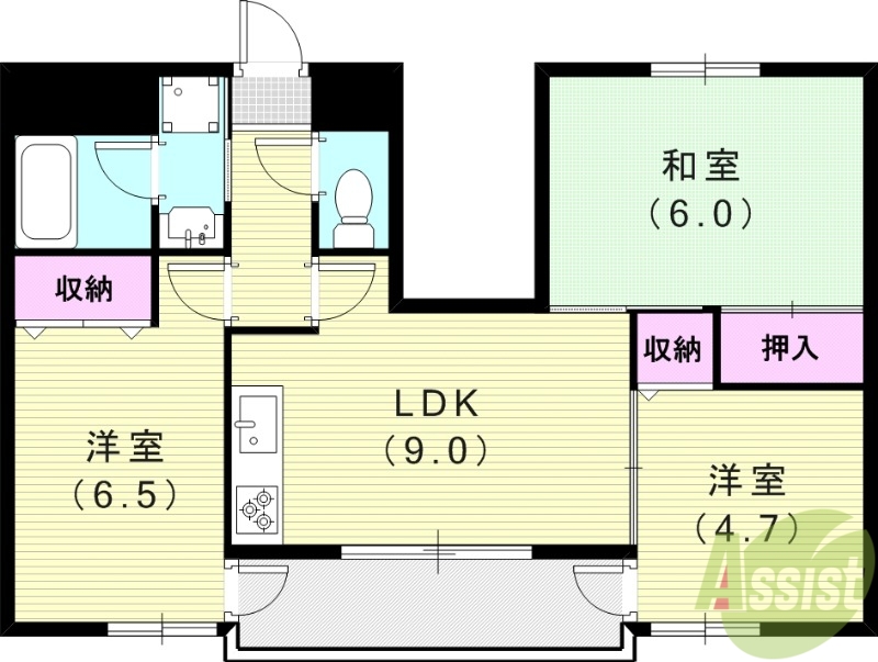 【尼崎市南武庫之荘のマンションの間取り】