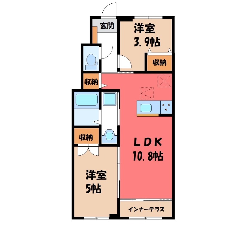 古河市三杉町のアパートの間取り