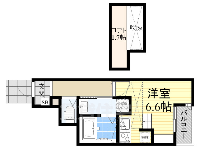 【堺市西区浜寺公園町のアパートの間取り】