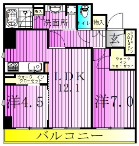 足立区中川のマンションの間取り