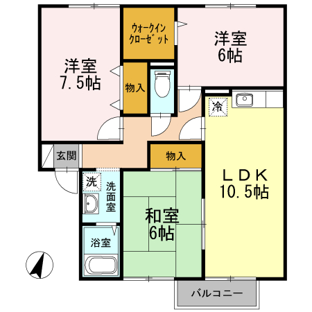 福山市南松永町のアパートの間取り