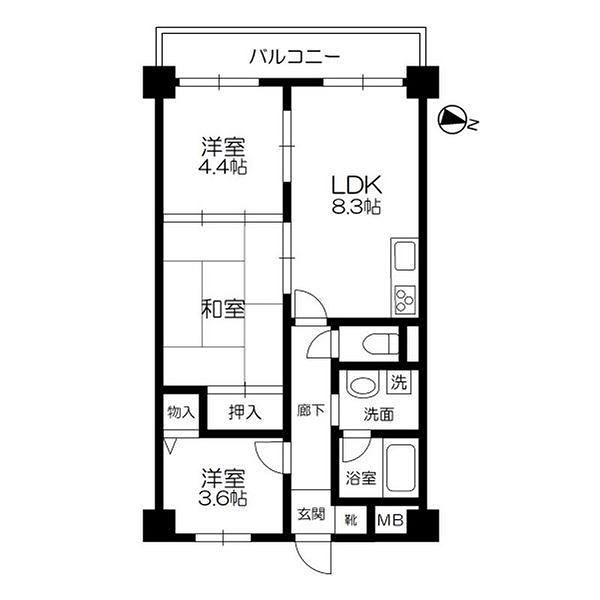 大阪市東淀川区菅原のマンションの間取り