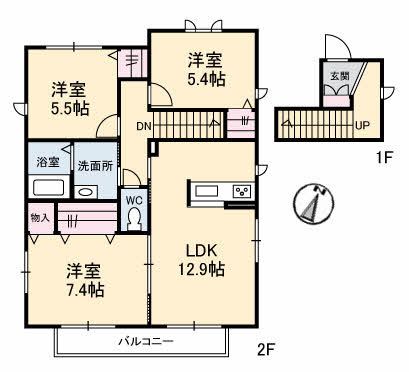 ハウス　フロイデＡの間取り