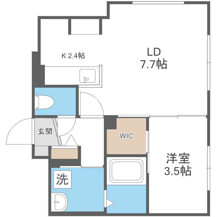 札幌市西区西野一条のマンションの間取り