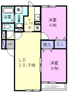 苫小牧市拓勇東町のアパートの間取り