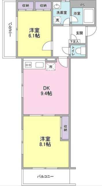 新宿区四谷三栄町のマンションの間取り