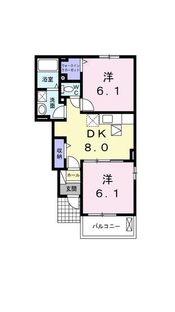 大洲市東大洲のアパートの間取り