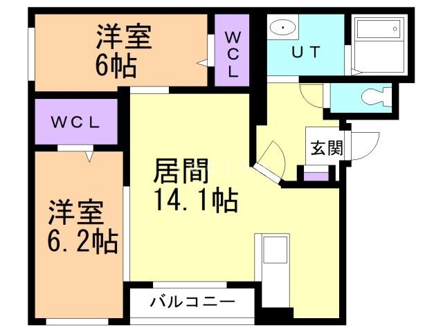 函館市亀田本町のマンションの間取り