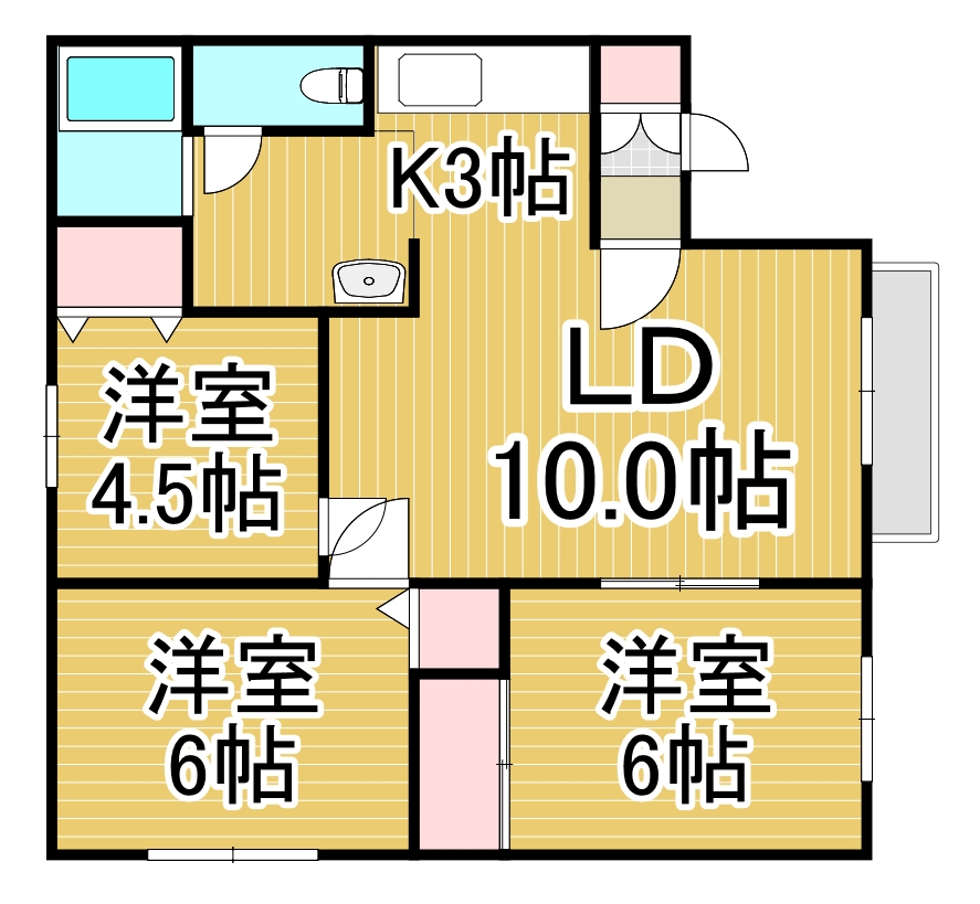 恵庭市中島町のアパートの間取り