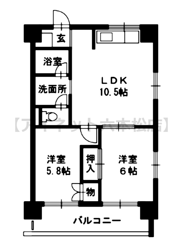 地下鉄七隈線 薬院駅 徒歩5分 10階建 築41年の間取り写真