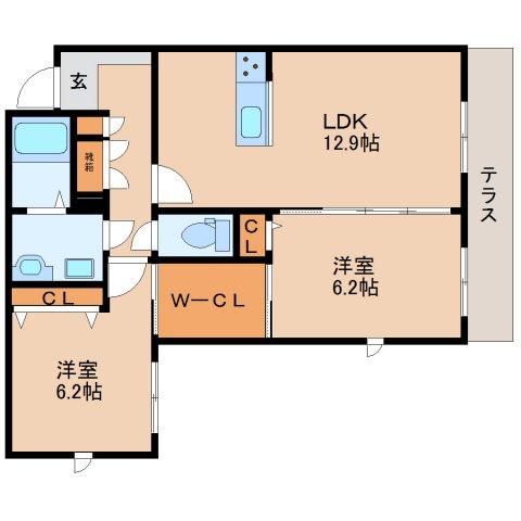 生駒市東旭ケ丘のマンションの間取り