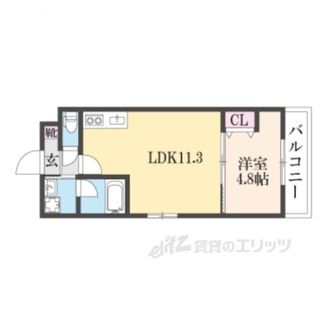 京都市西京区桂上野東町のマンションの間取り