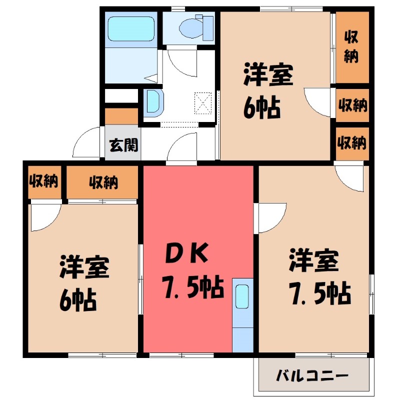 【グリーン安野コーポ Eの間取り】