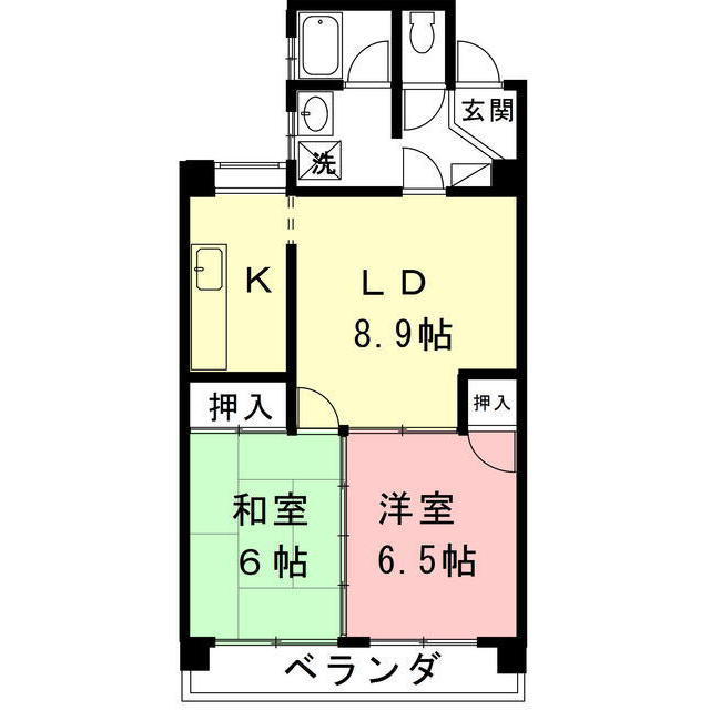 岐阜市茜部菱野のアパートの間取り