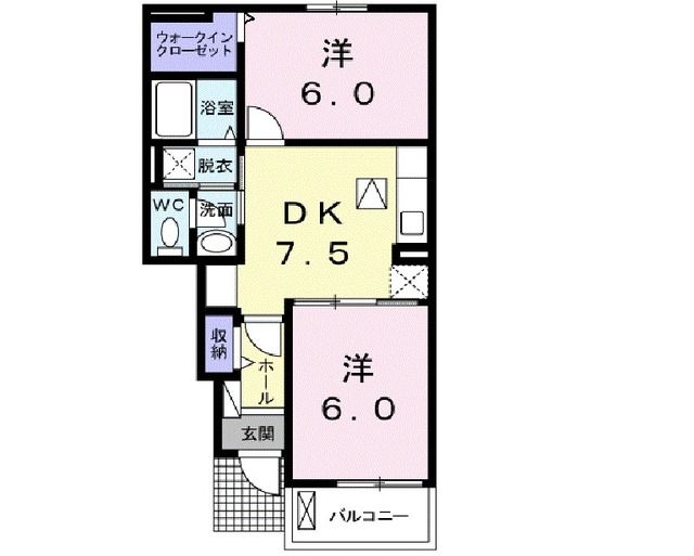 伊予郡松前町大字北黒田のアパートの間取り