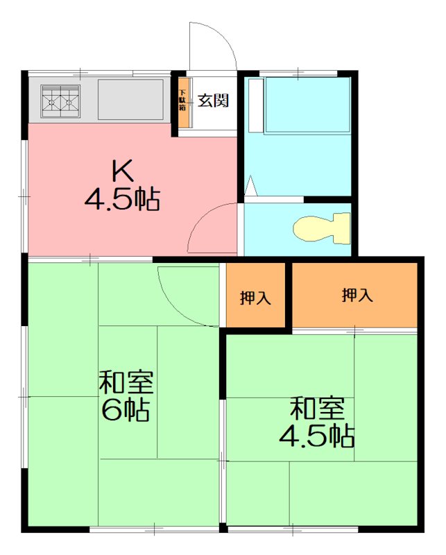 大和市福田のアパートの間取り