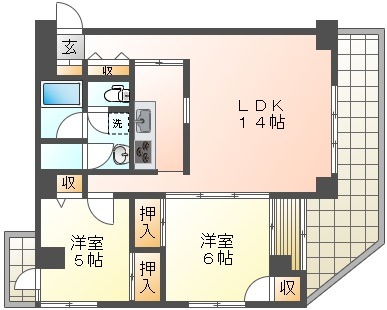 広島市中区東白島町のマンションの間取り