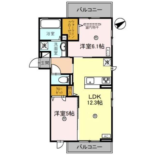 四條畷市岡山東のアパートの間取り