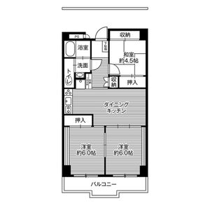 ビレッジハウス栃木日ノ出タワー1号棟　3DKルームの間取り