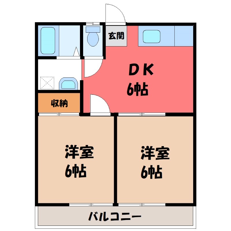 河内郡上三川町しらさぎのアパートの間取り