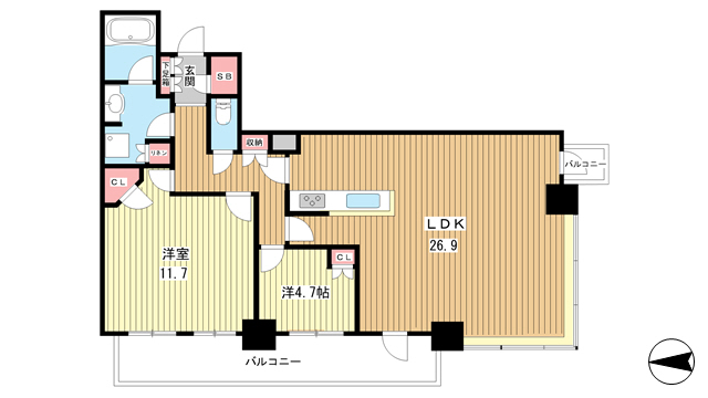 【豊中市新千里東町のマンションの間取り】