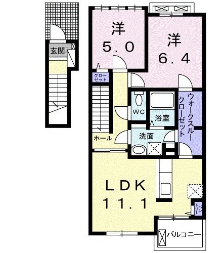 登米市中田町石森のアパートの間取り