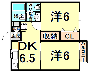 西宮市学文殿町のアパートの間取り