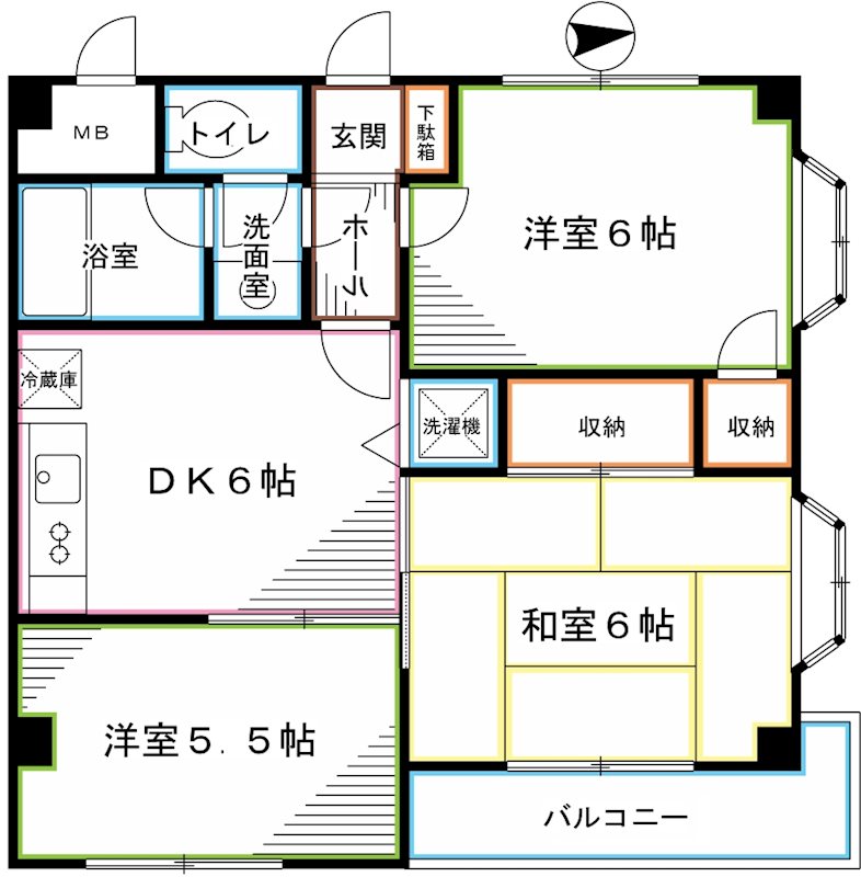 国分寺市東元町のマンションの間取り