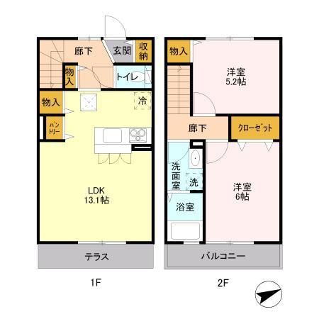 浦安市富士見のアパートの間取り