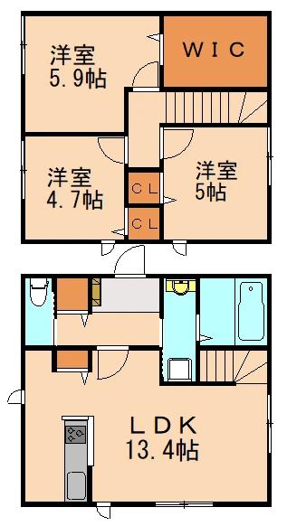 ＪＲ篠栗線 篠栗駅 徒歩3分 2階建 新築の間取り写真
