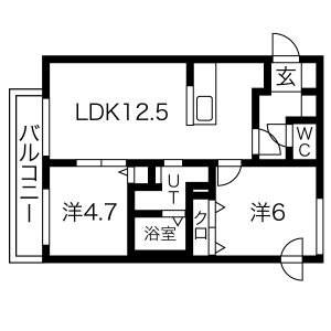 札幌市北区北三十二条西のマンションの間取り