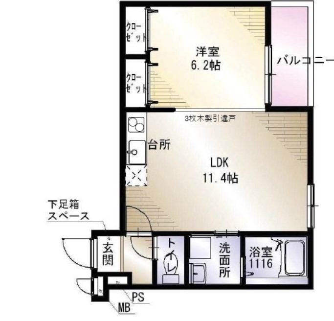 三島郡島本町桜井のアパートの間取り