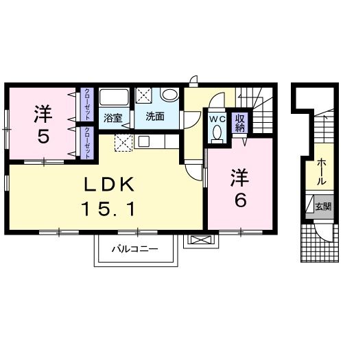 備前市伊部のアパートの間取り