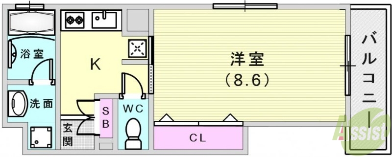 神戸市兵庫区西橘通のマンションの間取り