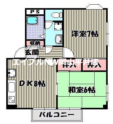 玉野市田井のアパートの間取り