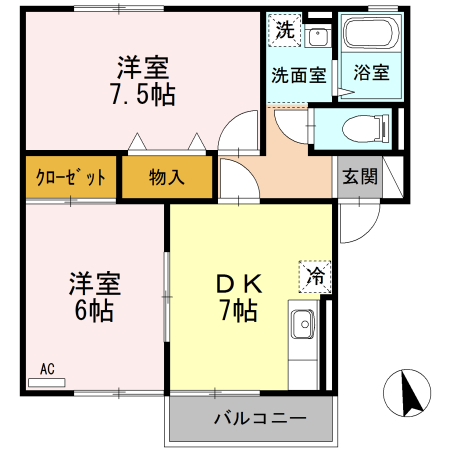 小矢部市後谷のアパートの間取り