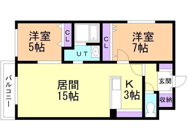 札幌市北区屯田五条のマンションの間取り