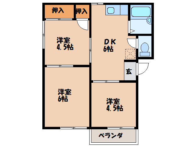 岩国市車町のアパートの間取り